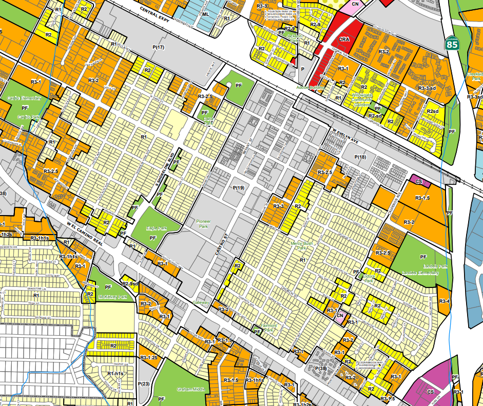 Downtown Mountain View Zones